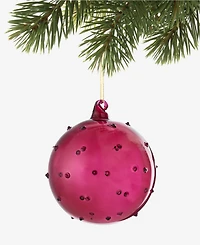 Holiday Lane Berry Tones Glass Clear Red Ball Ornament, Macy's Exclusive