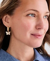 Charter Club Butterfly Hoop Drop Earrings, Macy's Exclusive