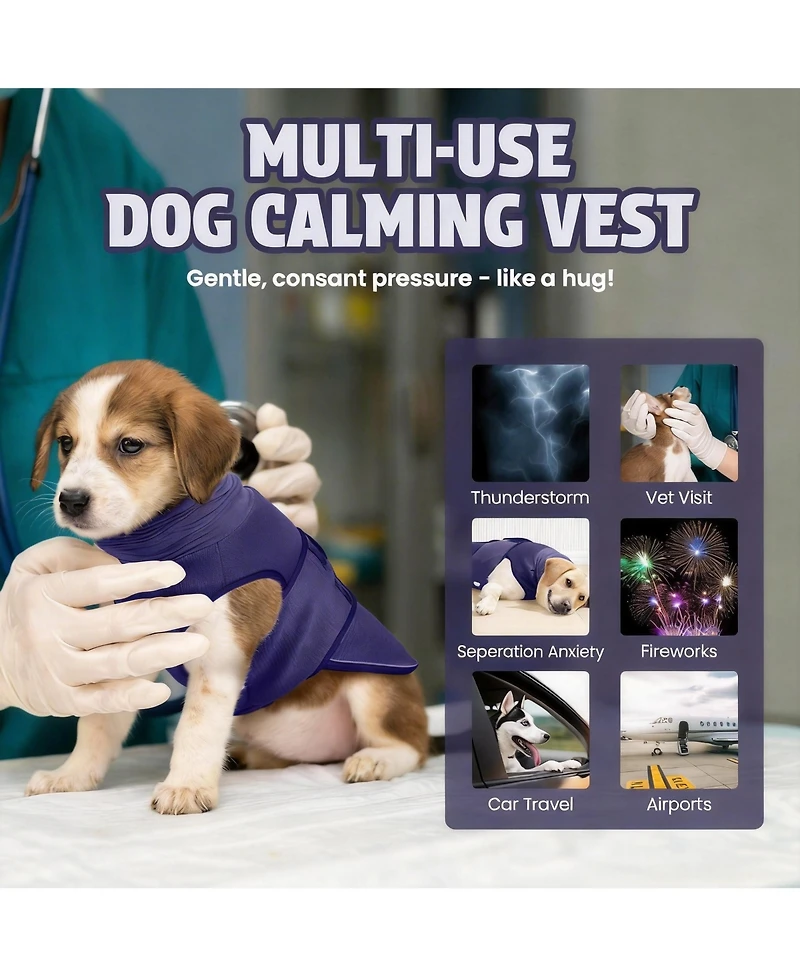 Aronkl Dog Calming Vest for Anxiety Relief - Comfortable, Adjustable, and Safe