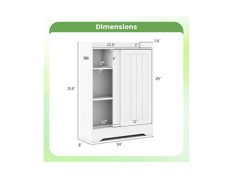 Slickblue Narrow Floor Bathroom Cabinet with Toilet Paper Storage