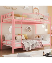 gaomon Twin Over Twin Metal Bunk Bed Ladder Guardrails Heavy Duty 400 Lbs No Box Spring Easy Assembly