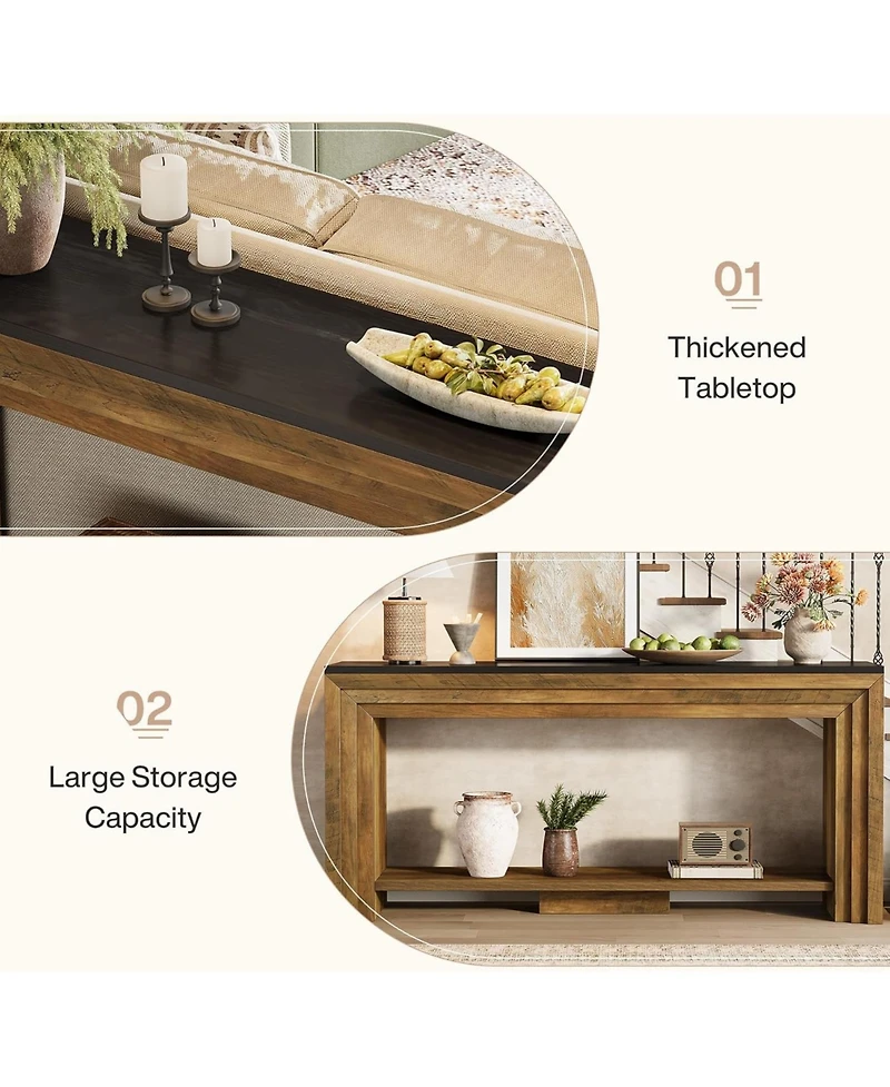 Tribesigns Long Console Table, 2-Tier Farmhouse Narrow Wooden Sofa Table for Living Room, Entryway, Hallway, Foye
