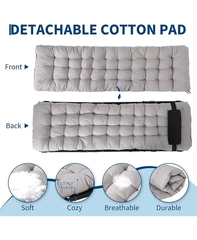 gaomon TrailBlaze Heavy-Duty Folding Camping Cot Bed for Adults – Removable Thick Mattress, Pillow & Side Pocket, Portable Oxford, 400lbs Capac