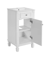 Sillysis 18" Bathroom Vanity with Sink, French Modern Freestanding Solid Wood Mdf Cabinet, Soft Close Door for Small Spaces