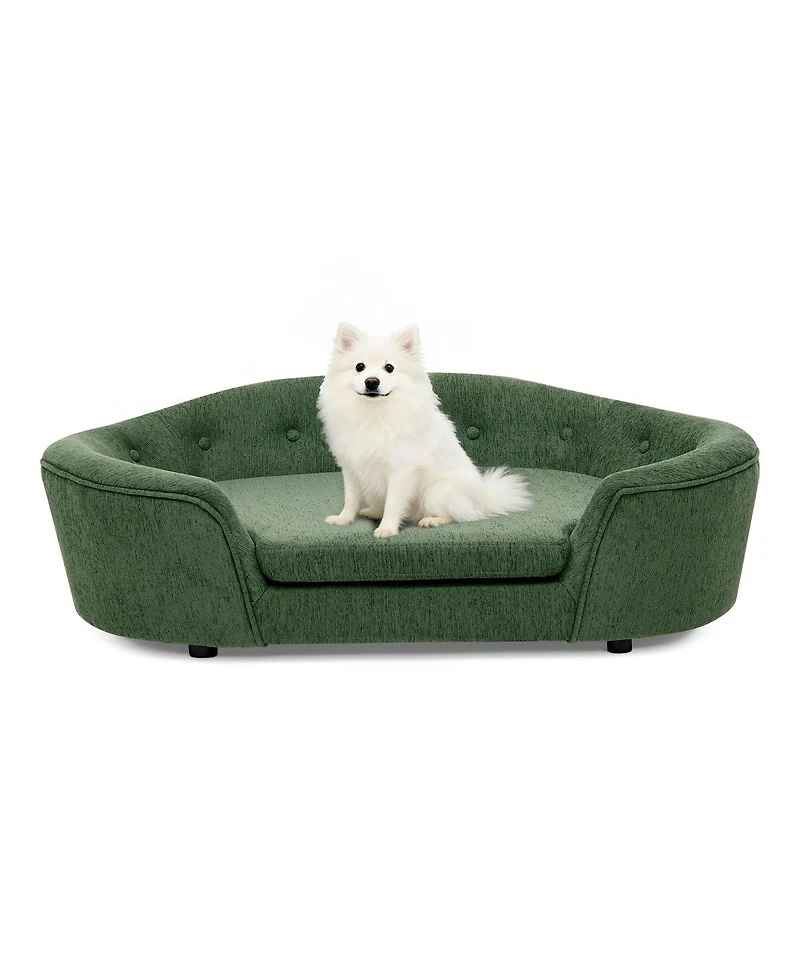 6thdruple Oversized Oval Dog Sofa Bed with Tufted Backrest