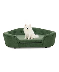 6thdruple Oversized Oval Dog Sofa Bed with Tufted Backrest