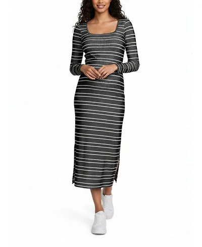 Motherhood Maternity Square Neck Rib Knit Long Sleeve Bodycon Maxi Dress