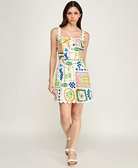 Trixxi Women's Sleeveless Ric Rac Trim Detail Slim Dress