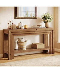 Tribesigns Solid Wood Console Table, 63-Inch Entryway Table with Storage Shelf