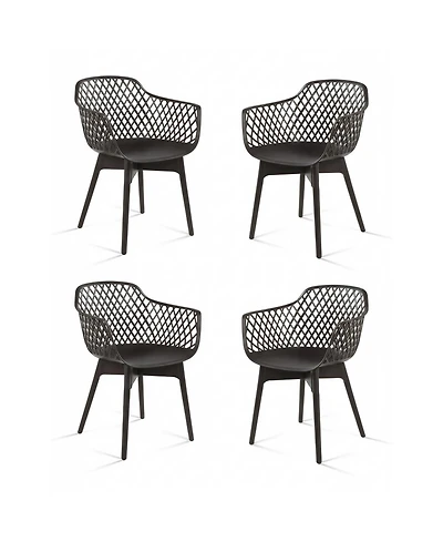 Aoodor Modern Dining Chairs Set of 4, Weather-Resistant Plastic Cafe with Ergonomic Back and Non-Slip Pad, Suitable for Patio, Restaurant