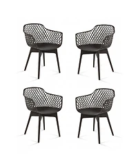 Aoodor Modern Dining Chairs Set of 4, Weather-Resistant Plastic Cafe with Ergonomic Back and Non-Slip Pad, Suitable for Patio, Restaurant