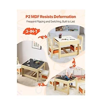 Slickblue Kids Table and 2 Chairs Set with Under Table Storage