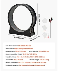 Cozito 48" Wooden Cat Exercise Wheel with Carpeted Runway and Locking Mechanism