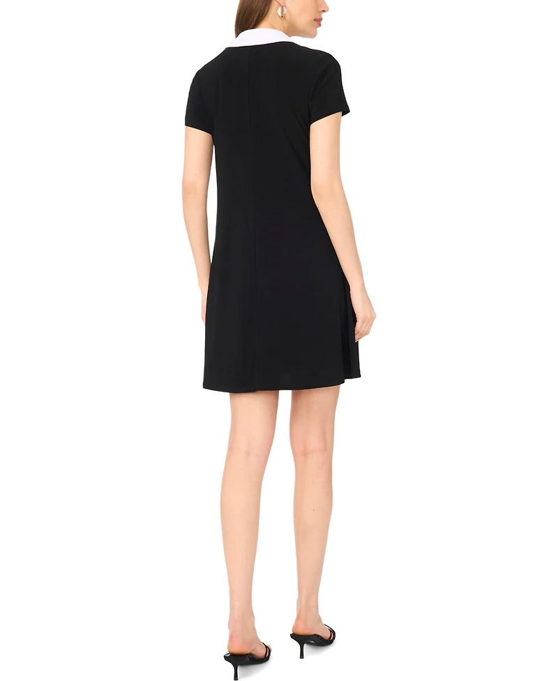 Msk Petite Spread-Collar Short-Sleeve Shift Dress
