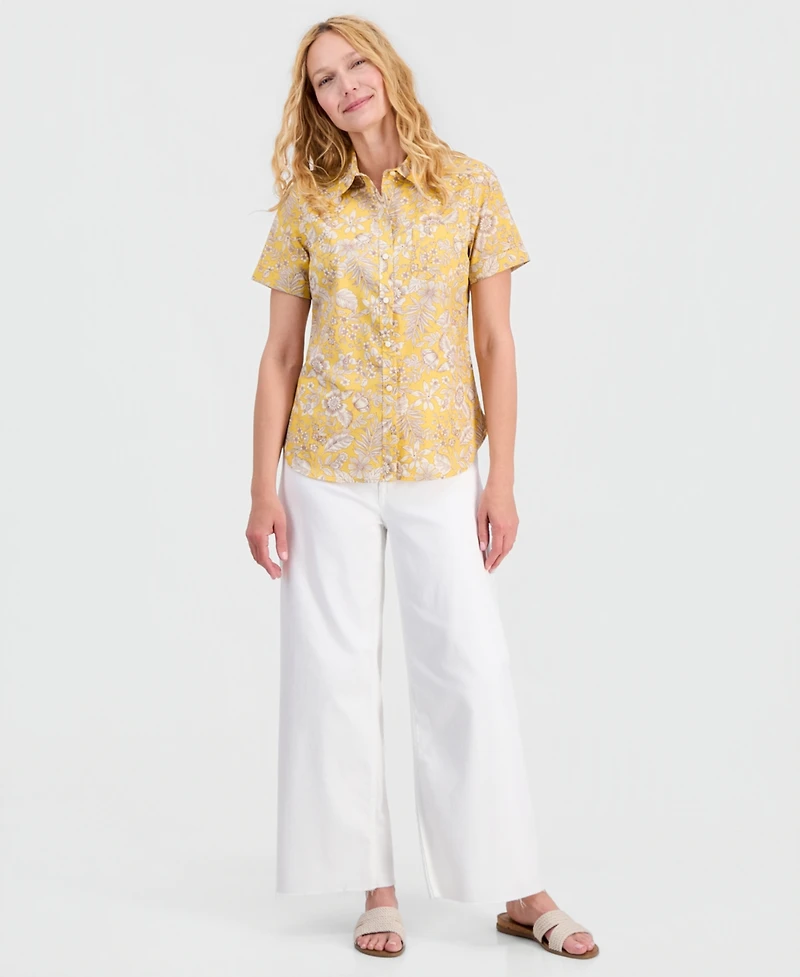 Nautica Women's Cotton Floral Camp Shirt