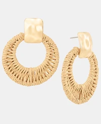 I.n.c. International Concepts Raffia-Wrapped Drop Hoop Earrings, Macy's Exclusive