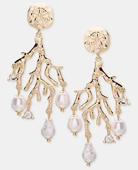 I.n.c. International Concepts Pave & Imitation Pearl Coral Statement Earrings, Macy's Exclusive