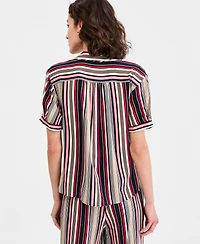 Nautica Women's Striped Puff-Sleeve Camp Shirt