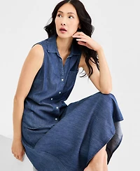 Nautica Women's Chambray Sleeveless Button-Front Top