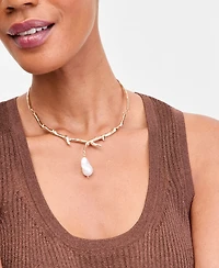 I.n.c. International Concepts Pave & Imitation Pearl Statement Collar Necklace, 13" + 3" extender, Macy's Exclusive