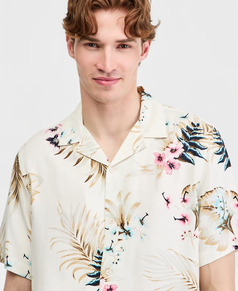 Club Room Men's Printed Silk-Blend Short Sleeve Shirt, Macy's Exclusive - Print