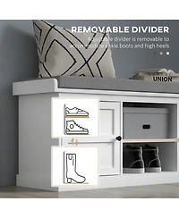 Homcom Storage Shoe Bench with Cushion, 2 Cabinets for Entryway, White