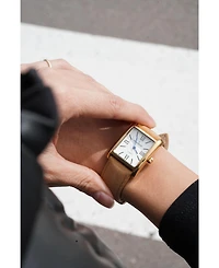 Peugeot Women's Tank Watch Roman Dial Brown Leather Strap