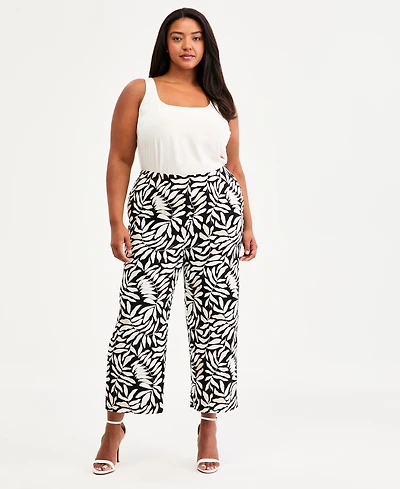Anne Klein Essentials Plus Pull-On Knit Wide-Leg Pants