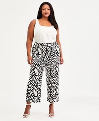 Anne Klein Essentials Plus Pull-On Knit Wide-Leg Pants