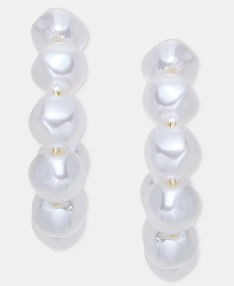 On 34th Small Imitation Pearl C-Hoop Earrings, 1", Macy's Exclusive
