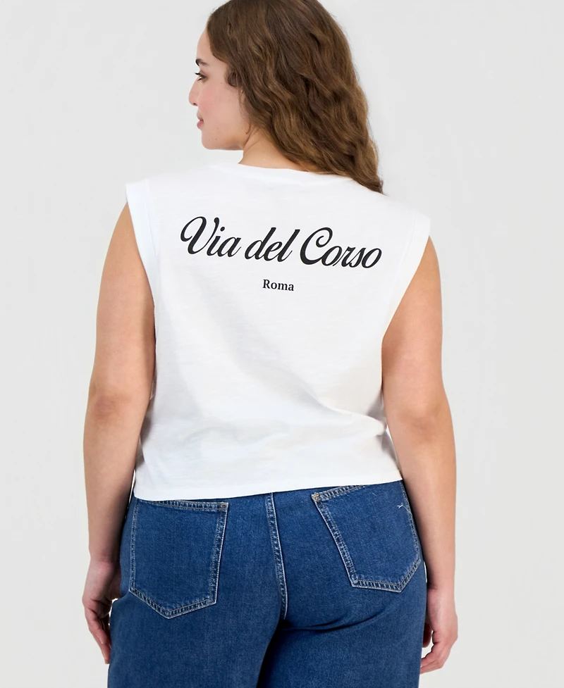 And Now this Trendy Plus Cotton Graphic-Print Muscle T-Shirt, Macy's Exclusive