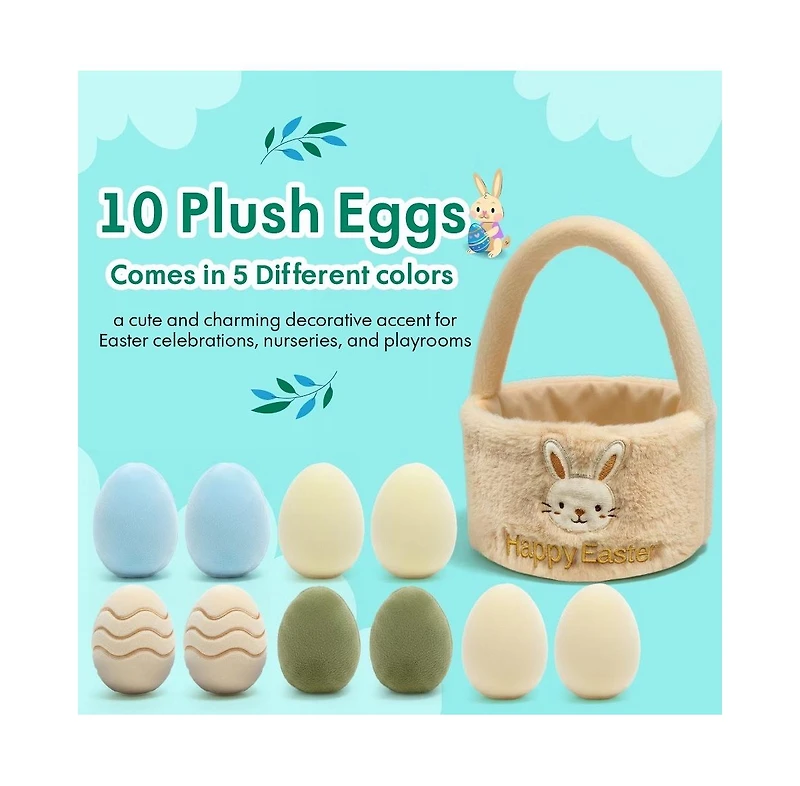 Sperric Easter Plush Bunny with Carrot & Easter Egg Plush Basket Toy Set, Cute Easter Stuffed Animals, Easter Basket Stuffer Toys for Newborns