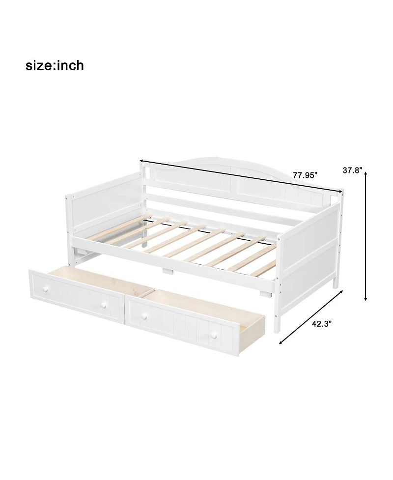 Streamdale Furniture Streamdale Twin Wooden Daybed with 2 Drawers