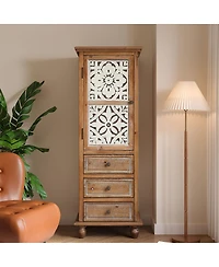 Streamdale Furniture Rustic Wooden Storage Cabinet with Decorative Cutout Door & 3 Drawers