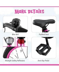 Hongge 16 Inch Led Lighted Kids Bike with Training Wheels and Headlight for Ages 4-7 Years