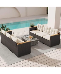 Costway 3 Seat Pe Rattan Outdoor Sofa Patio Furniture Couch