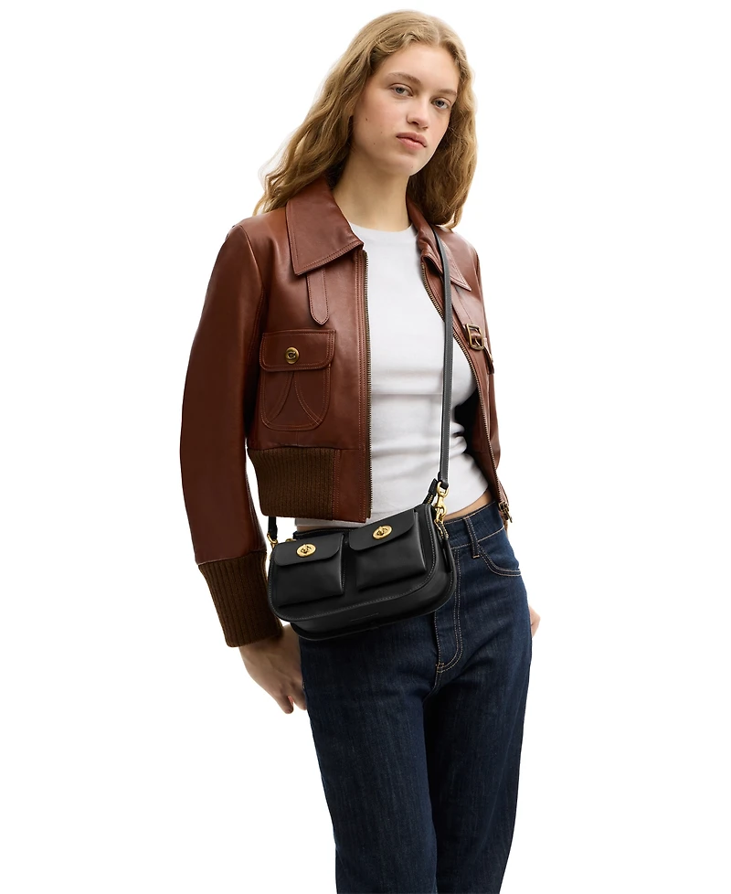 Coach Leather Twin Turn-Lock Small Waverly Bag