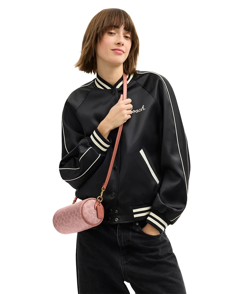 Coach Coated Canvas Signature Small Barrel Bag