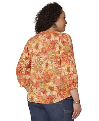 Democracy Plus V-Neck Half-Placket Top