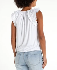 Liverpool Los Angeles Petite Flutter-Sleeve Woven Top