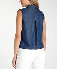 Liverpool Los Angeles Petite Sleeveless Button-Front Top