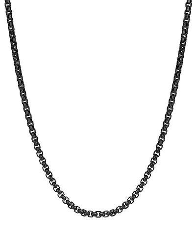 Rhona Sutton Men's Black Plated Stainless Steel Rolo Chain Necklace