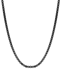 Rhona Sutton Men's Black Plated Stainless Steel Rolo Chain Necklace