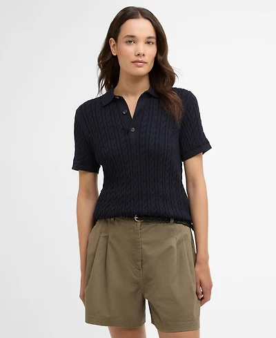 Barbour Women's Hartland Knitted Short-Sleeve Polo Jumper