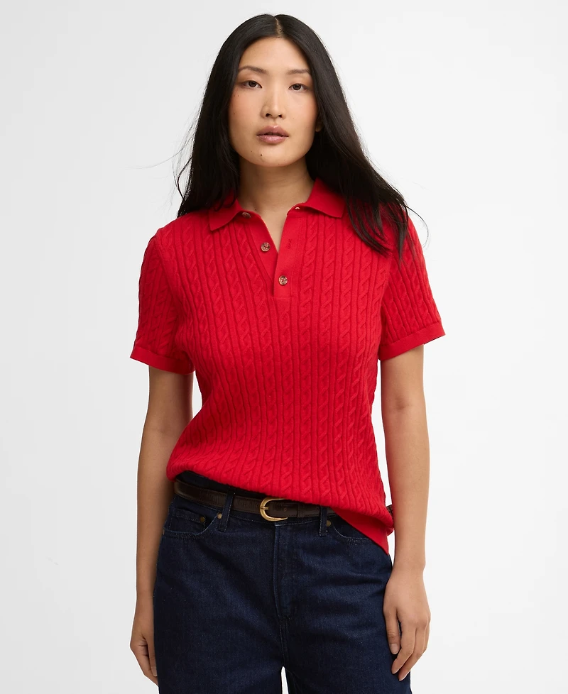 Barbour Women's Hartland Knitted Short-Sleeve Polo Jumper