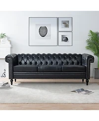 Streamdale Furniture 83.66 Inch Width Traditional Square Arm Removable Cushion 3 Seater Sofa