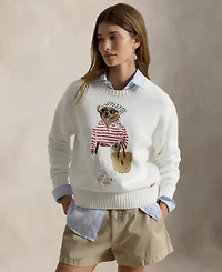 Polo Ralph Lauren Women's Bear Embroidered Crew Neck Sweater