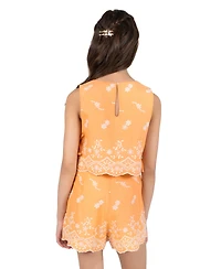 Rare Editions Girls' 7-16 Embroidered Eyelet Top and Shorts, 2-Piece Set