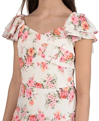 Rare Editions Girls' 7–16 Floral Textured Crepe Dress