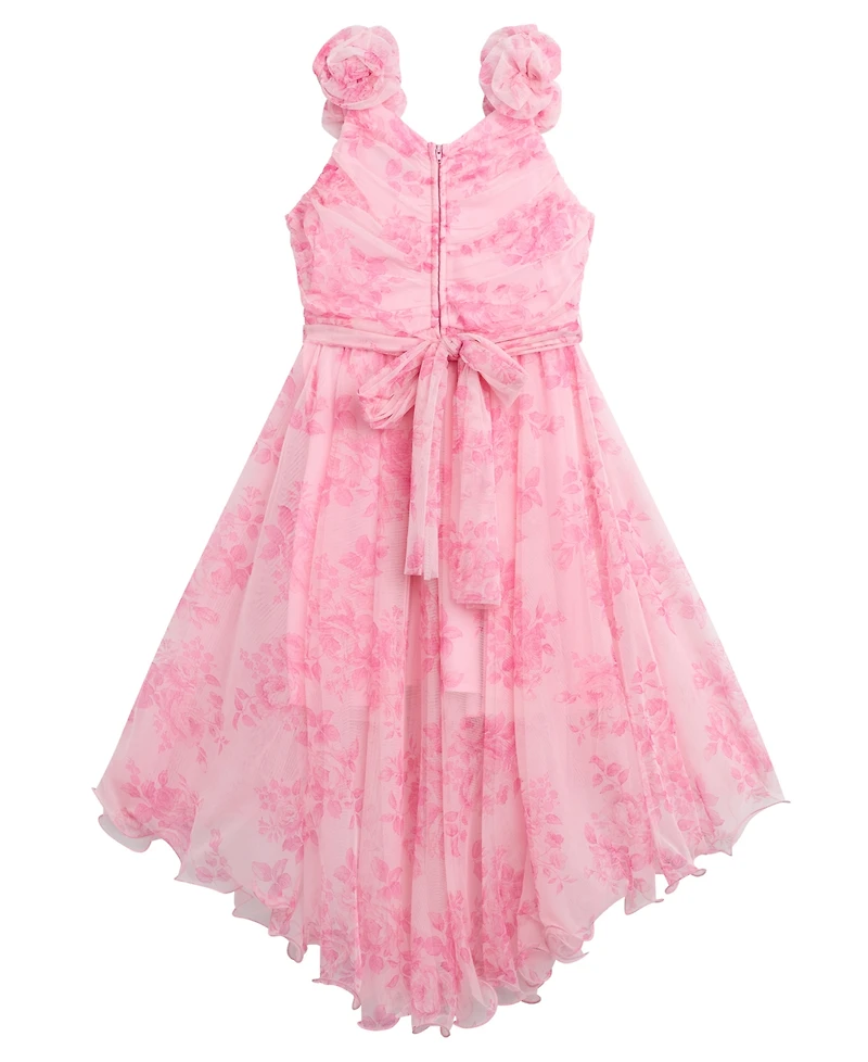 Bcx Girls' 7-16 Sleeveless Printed Mesh Wrap Dress